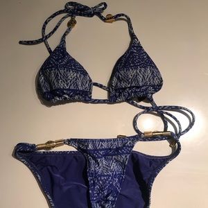 Vix blue bikini with gold accents